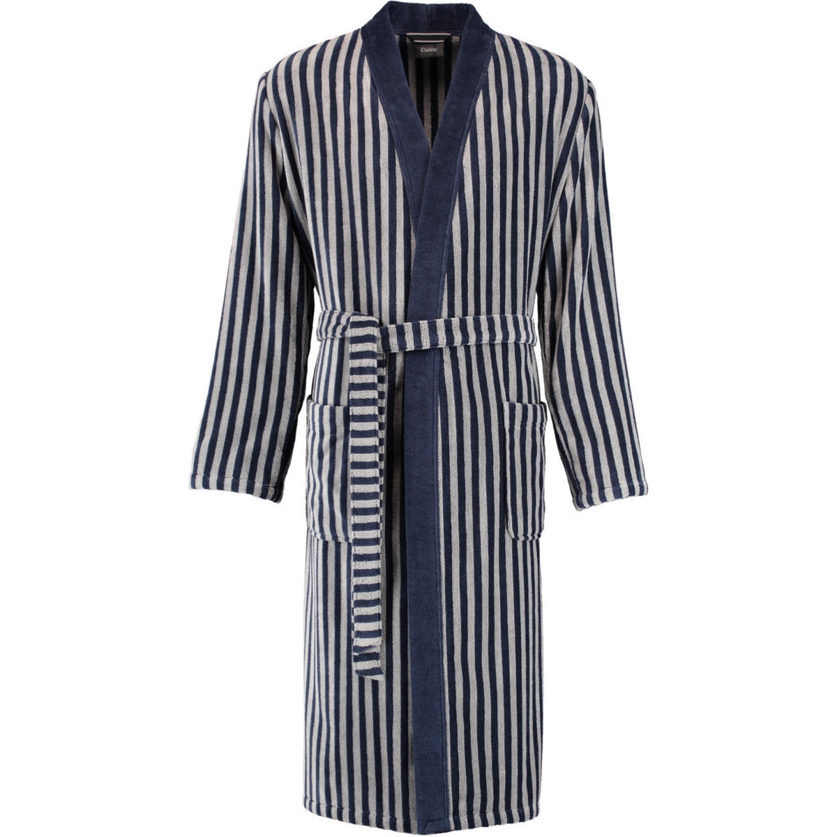 BADEMANTEL HERREN KIMONO STREIFEN 3833 BLAU-GRAPHIT - 17 - Blau, Textil (Snull) - Cawoe