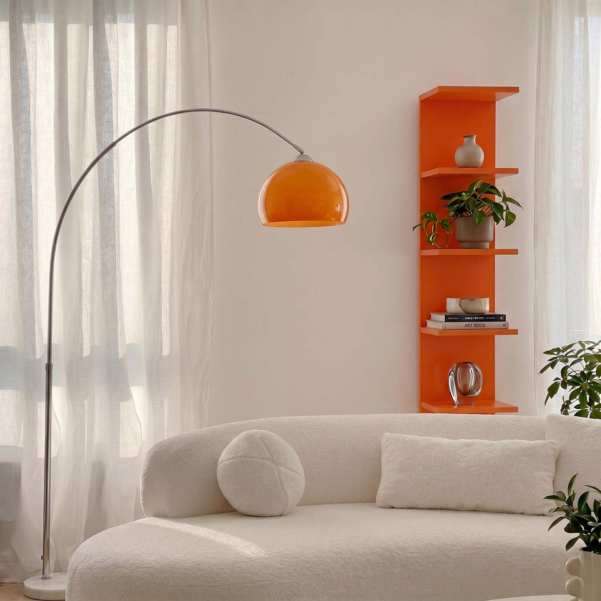 BÜCHERREGAL 6 Ablagen Orange 25/16,5/120 - Orange, Holz (25/120/17cm) - Mobili Rebecca