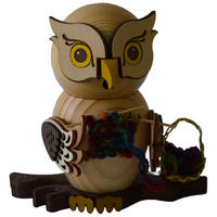 RAUCHFIGUR Eule mit Strickzeug 15 cm - Multicolor, Holz (10/15/10cm)