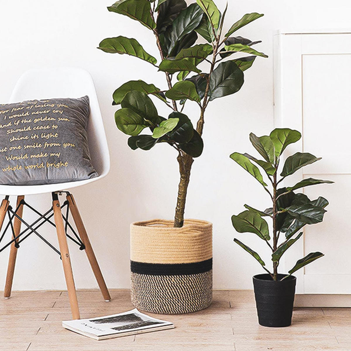 PFLANZKORB aus Baumwollseil 20 / 20 cm - Braun, Textil (20cm)