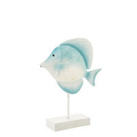 DEKOOBJEKT FISCH AUF FUß - Blau, Metall (7.6/46.5/38.7cm) - J-Line