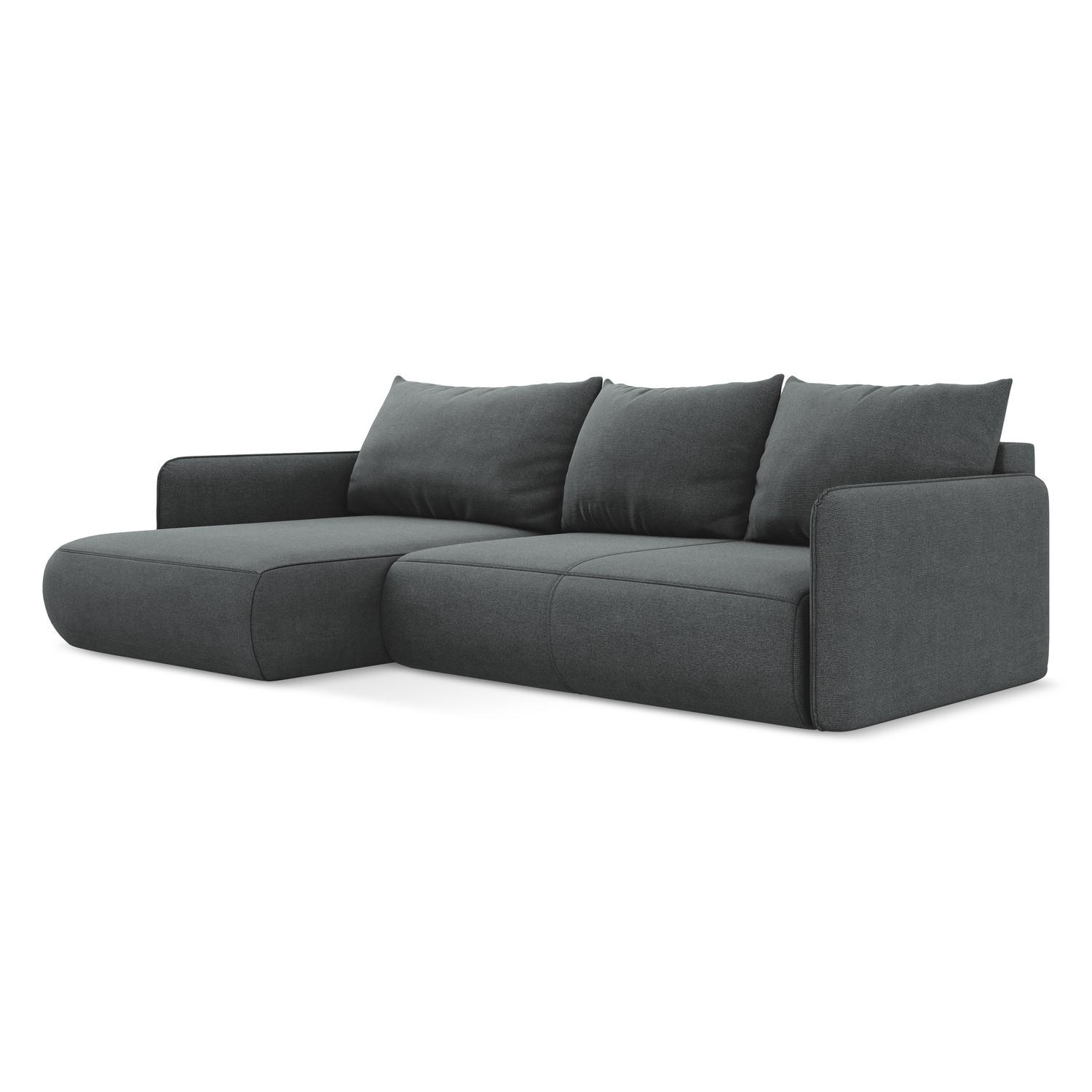 ECKSOFA mit Schlaffunktion Strukturstoff Stoff Grau - Schwarz/Grau, Kunststoff/Textil (148/240cm) - LaMiaSofa