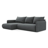 ECKSOFA mit Schlaffunktion Strukturstoff Stoff Grau - Schwarz/Grau, Kunststoff/Textil (148/240cm) - LaMiaSofa