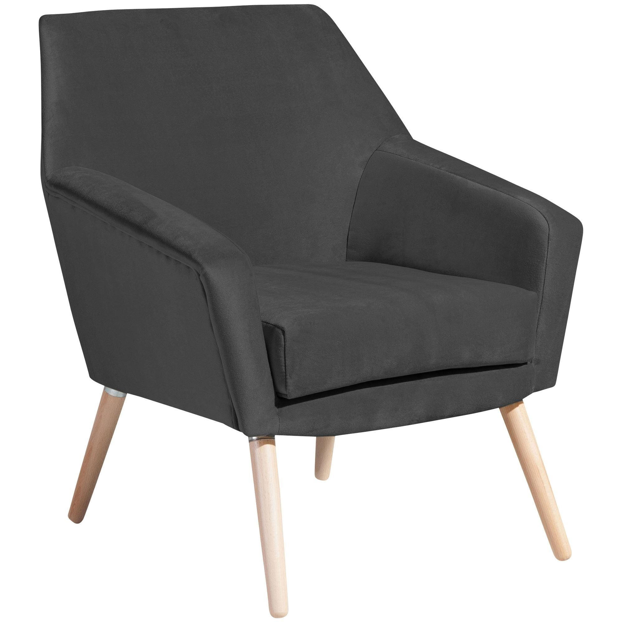 SESSEL Kachka Bezug Samtvelour Buche natur / anthrazit - Anthrazit, Kunststoff (71/81/67cm) - 58aufmkessel