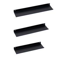 WANDREGAL 3er Set Matte Schwarz Wanddeko und Ablage - Schwarz, Metall (40/2.5/10cm) - BERLINLODGE