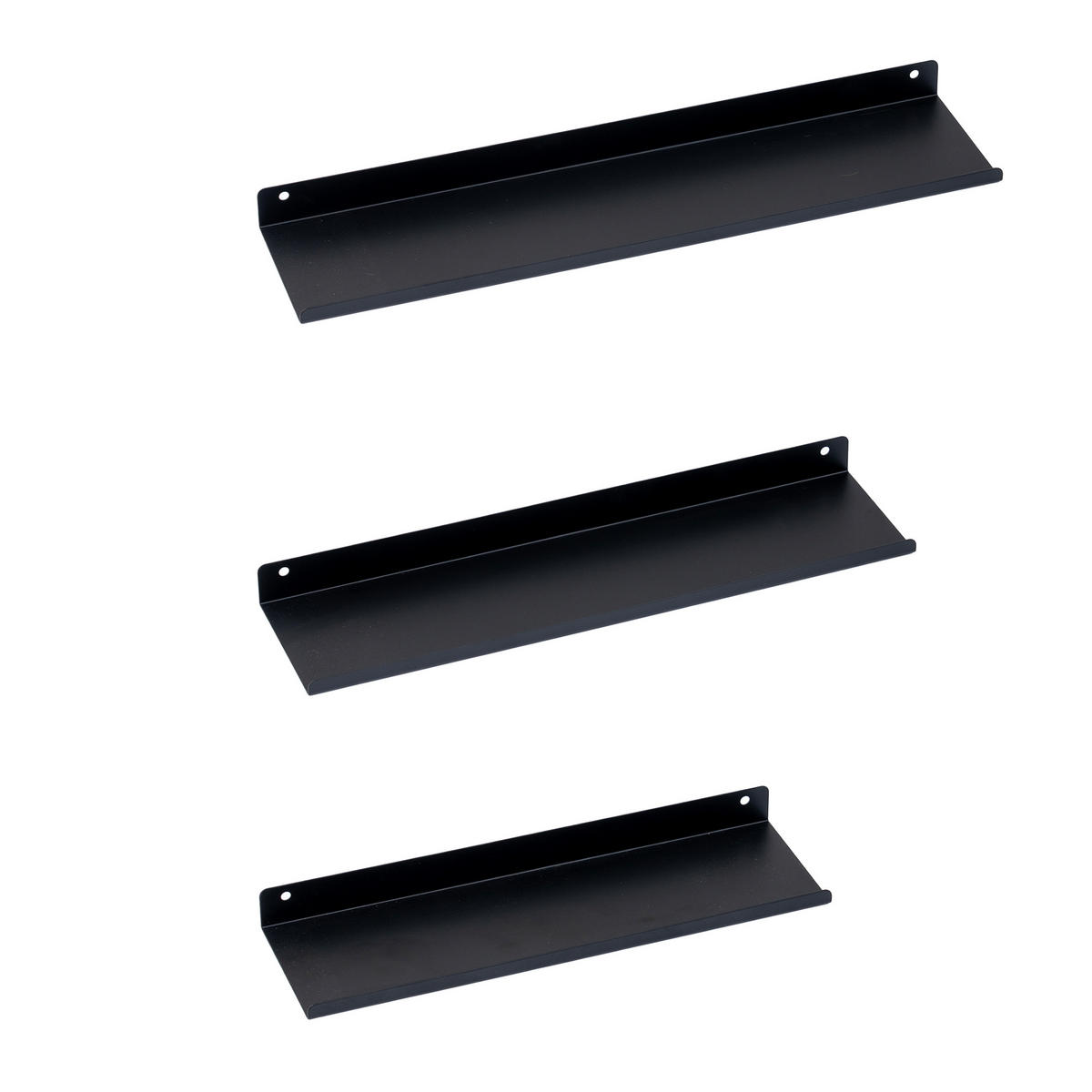 WANDREGAL 3er Set Matte Schwarz Wanddeko und Ablage - Schwarz, Metall (40/2.5/10cm) - BERLINLODGE