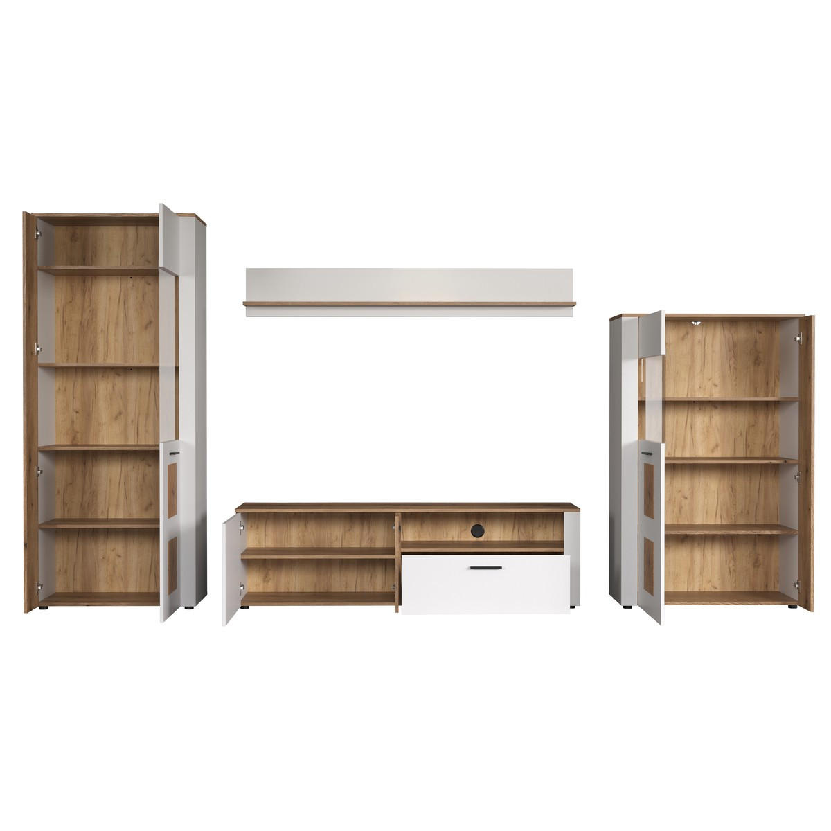 VITRINE mit 2 türen, davon 1 mit gehärtetem glas - vitoria 90/42/146 cm - Weiß, Holzwerkstoff (90/146/42cm) - Trendteam