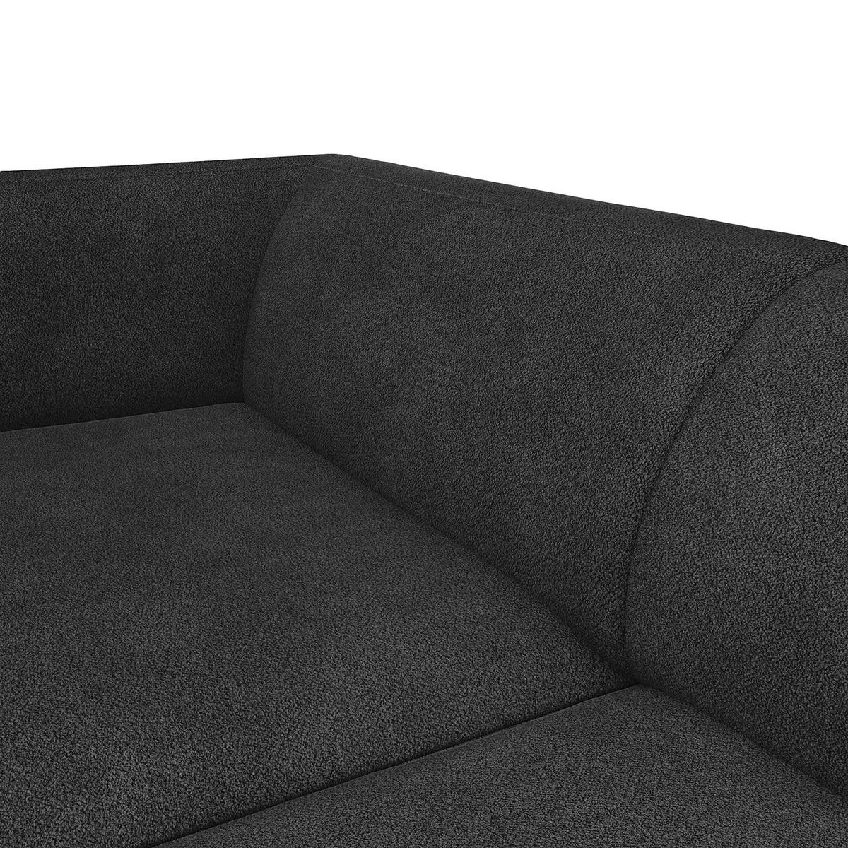1,5-SITZER ECKSOFA mit Longchair - Anthrazit/Schwarz, Textil/Metall (211/148cm) - home24