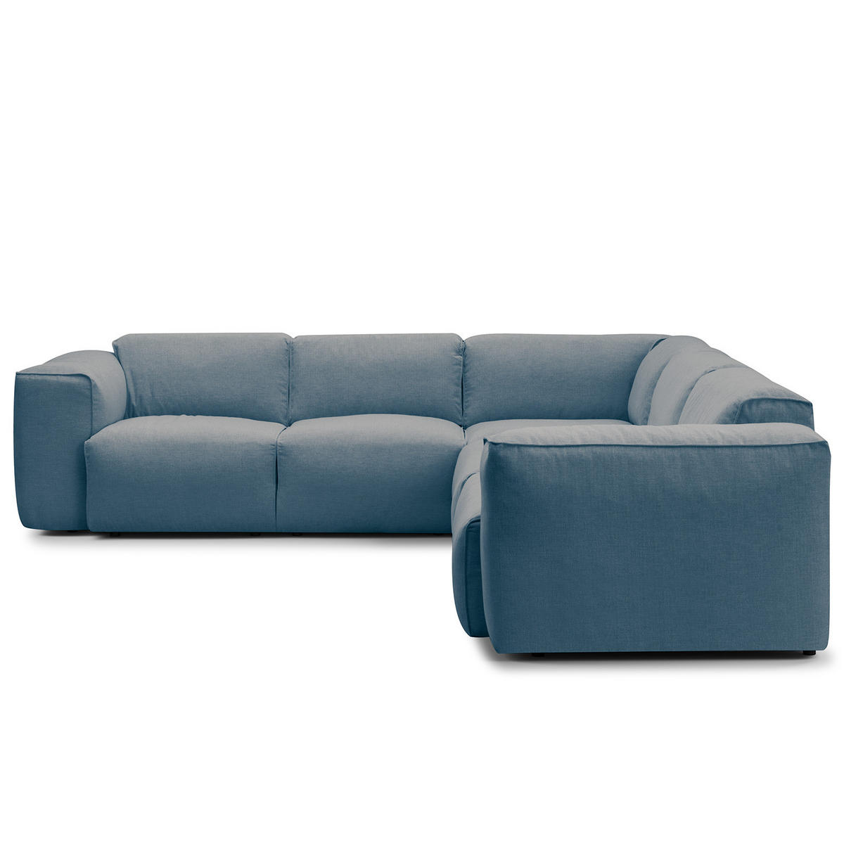 ECKSOFA mit Rundecke - Blaugrau/Schwarz, Kunststoff/Textil (325/260cm) - home24