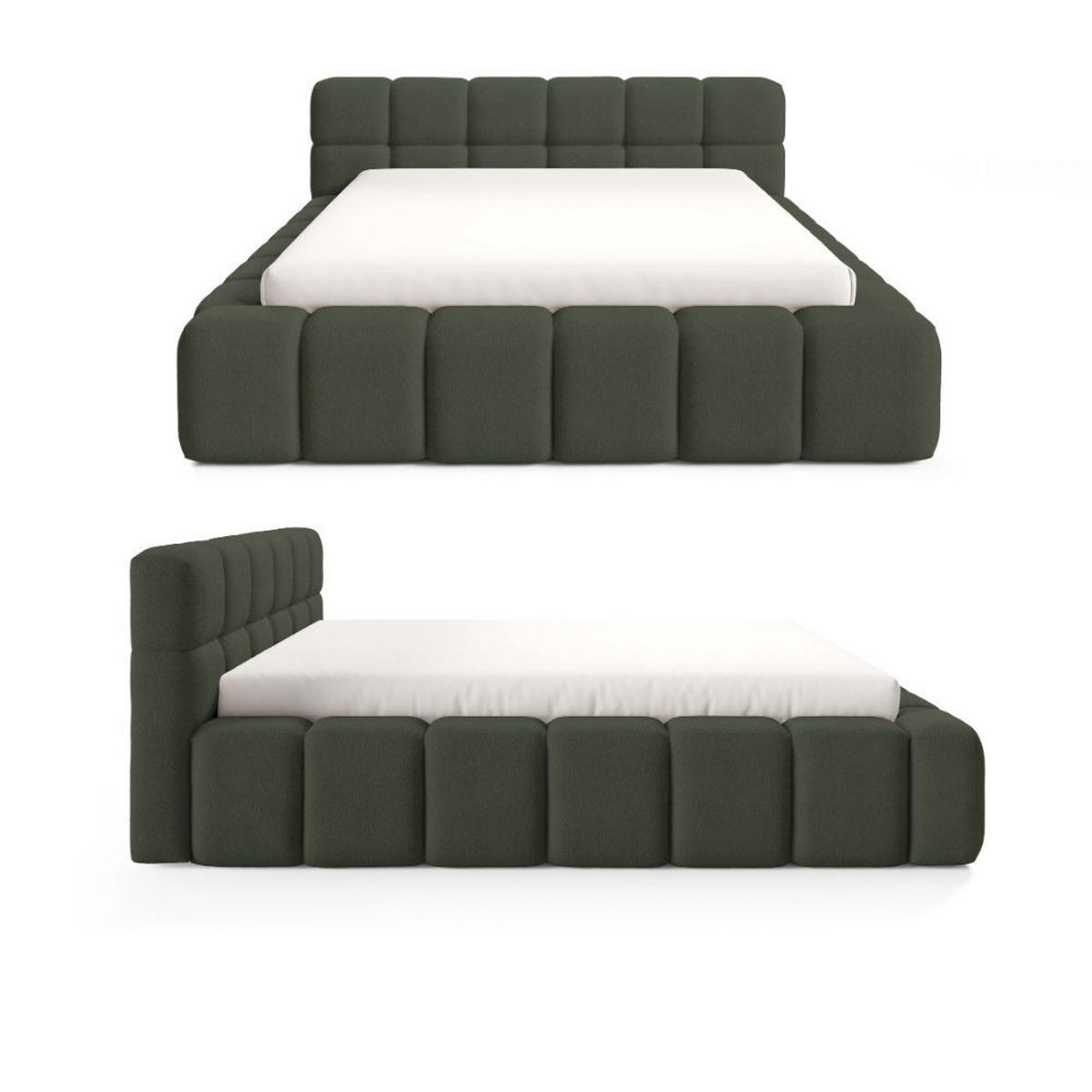 POLSTERBETT NUBO PREMIUM 160x200 cm mit Bettkasten – Stoff QUELLE 37 - Grün, Holz (160/200cm) - Dekori_Interiors