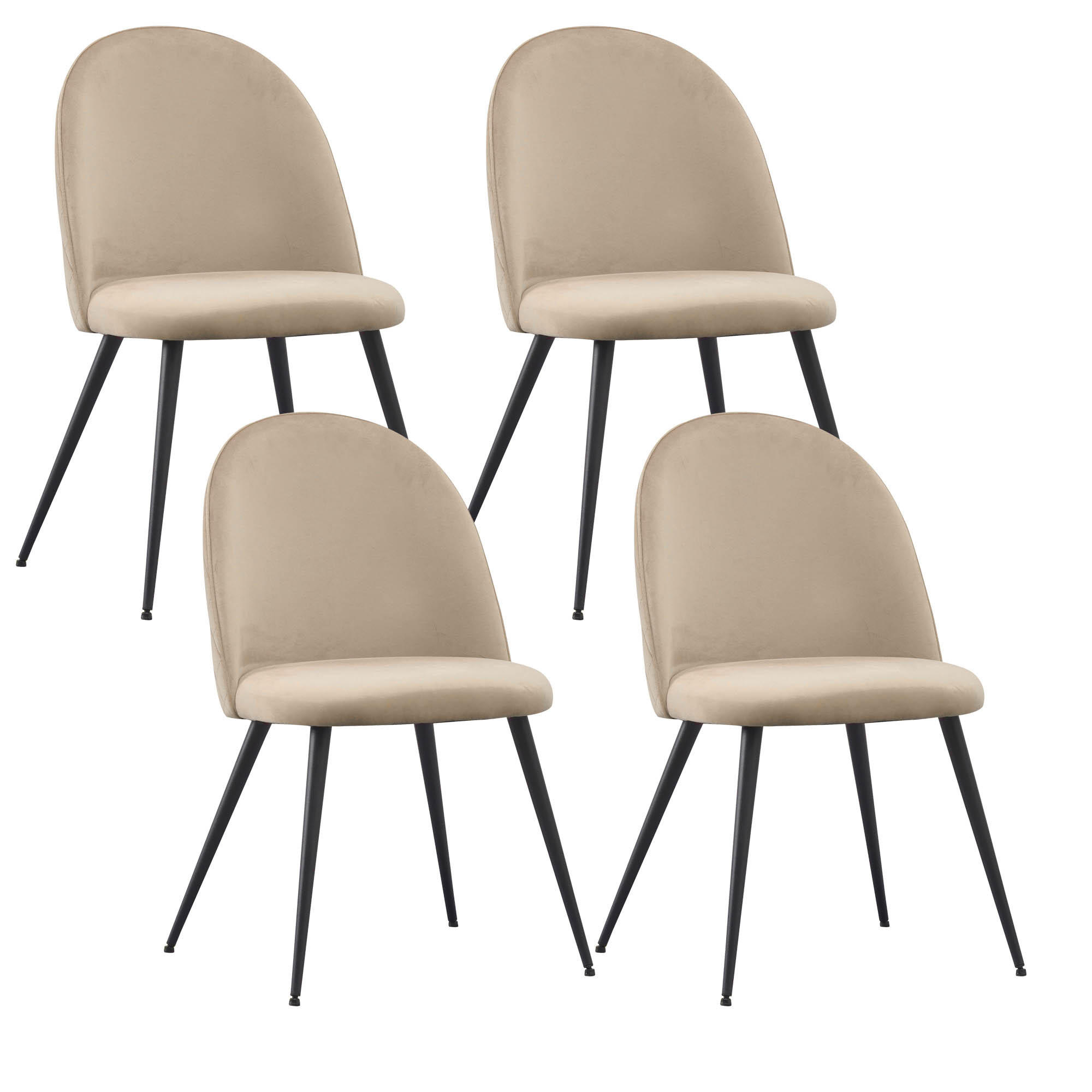 STUHL CAPO Samtbezug Metallbeine 4er Set Beige - Beige, Textil/Metall (53/84/44cm) - Albatros