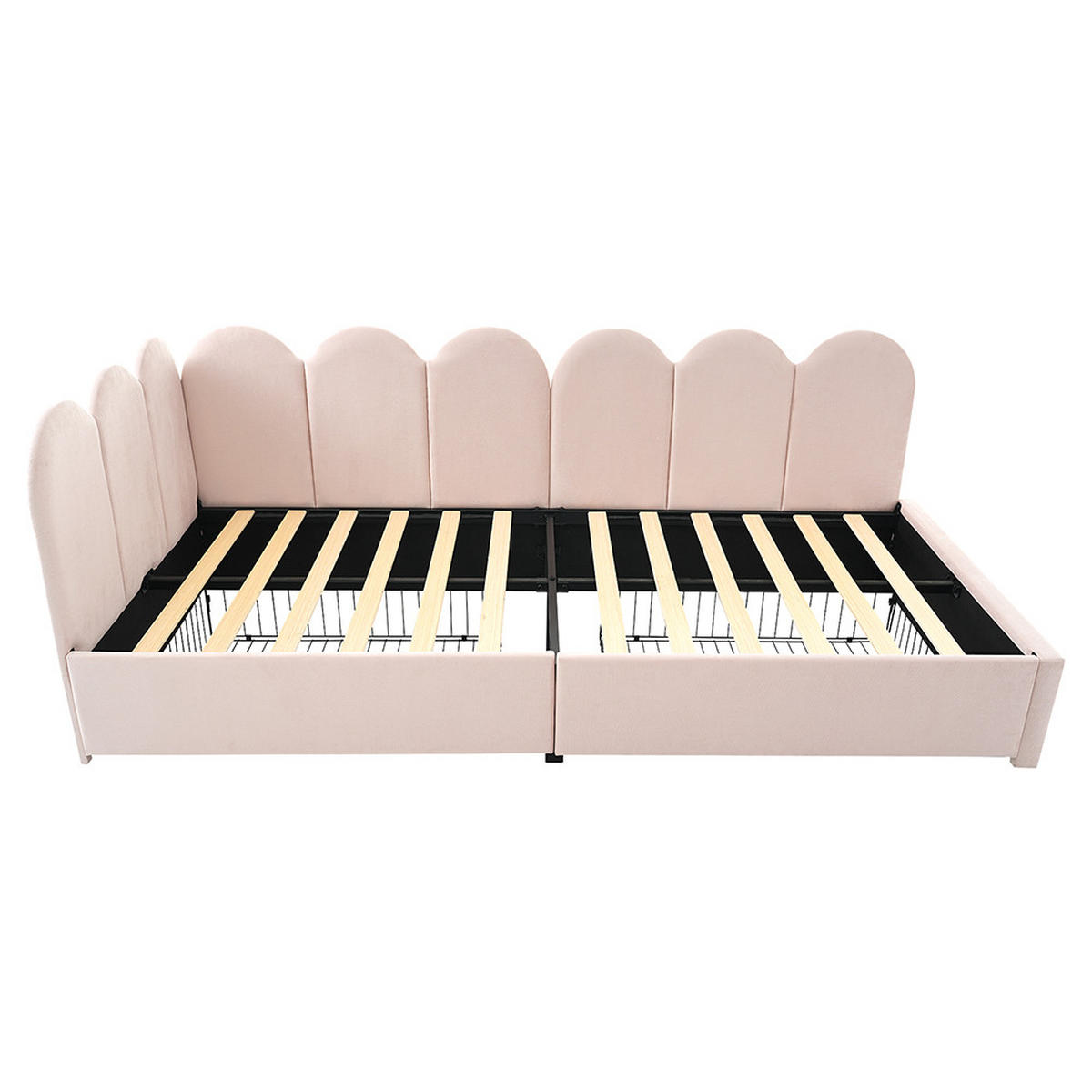 JUGENDBETT 90/200 cm in Rosa Samt - Pink, Holz/Textil (90/200cm) - KOMHTOM