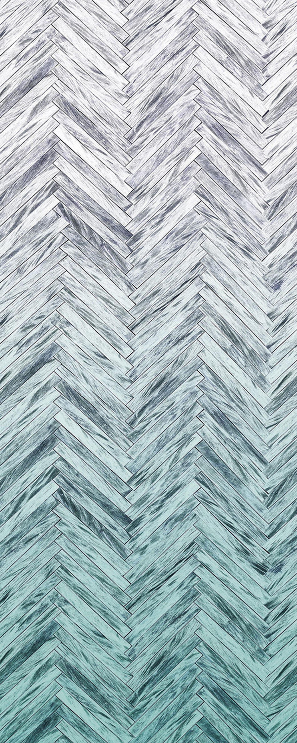 FOTOTAPETE Fischgrätenmuster 100 x 250 cm - Blau, Papier (100/250cm) - Sanders & Sanders