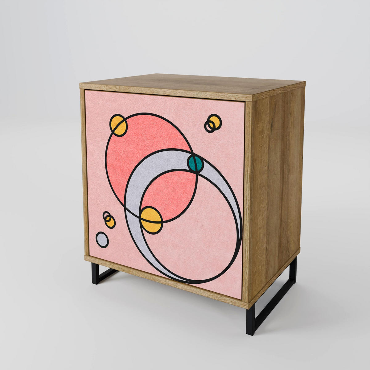SIDEBOARD GOSSAMER ECHOES, Eichefarben, 57,5x42x75,5 cm, Goldfarbene Metallfüße - Eichefarben/Goldfarben, Holzwerkstoff/Metall (57.5/75.5/42cm) - SpaceRebels