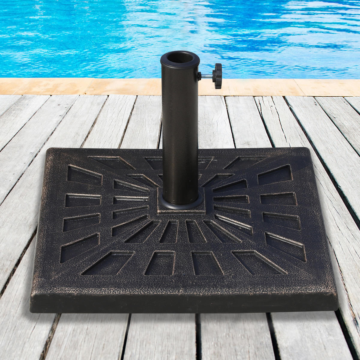 STOJAN NA SLUNEČNÍK pro Ø38 mm Ø48 mm syntetická pryskyřice černá 47 x 47 x 32 cm - bronzová, plast (47/47cm) - Outsunny