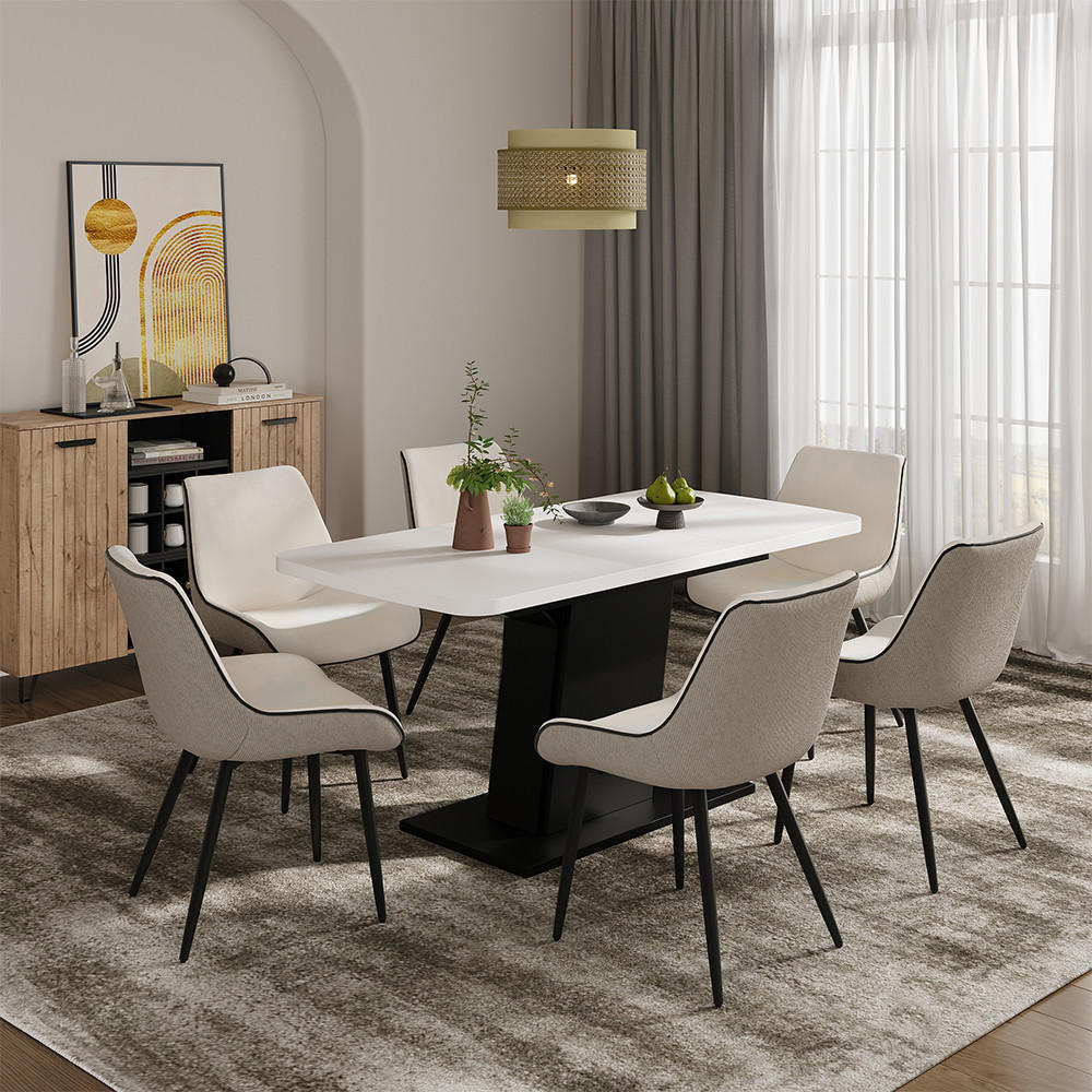 ROZKLÁDACÍ JÍDELNÍ STŮL Fenaro Bílá/černá - bílá/černá, kompozitní dřevo (80/120/77.3cm) - Vicco