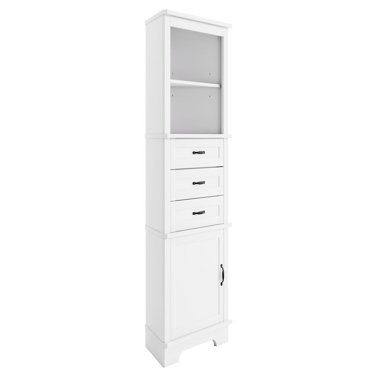 ECKSCHRANK BADEZIMMER Weiß mit 3 Schubladen & offenen Fächern - Weiß, Holzwerkstoff (57.7/167.5/46cm) - Urban Meuble