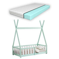 KINDERBETT Helsingborg mit Matratze - Mintgrün, Holz/Textil (70/140cm) - [en.casa]