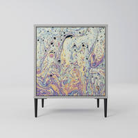 SIDEBOARD MOSAIC OF COLORS, Grau, 57,5x42x72,5 cm, Schwarze Metallfüße - Multicolor/Schwarz, Holzwerkstoff/Metall (57.5/72.5/42cm) - SpaceRebels