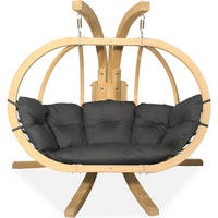 HÄNGESESSEL mit Gestell CALLISTO ,Dunkelgrau - Dunkelgrau, Holz/Textil (240/183/137cm) - KONSIMO®