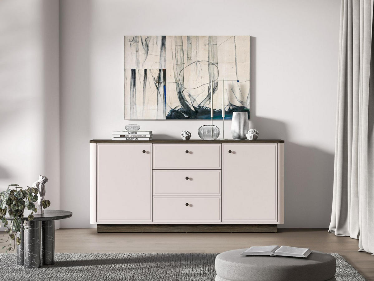 SIDEBOARD Vilavio Kaschmir/Eicheoptik Dunkel 180 cm - Taupe/Dunkelbraun, Holzwerkstoff/Metall (180/85/40cm) - Selsey