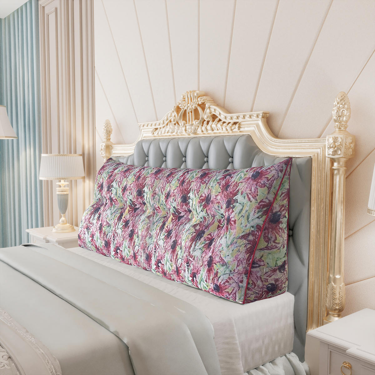 KEILKISSEN Ergonomisches Rosa Blumen 180cm - Pink, Textil (20/180cm) - Vercart