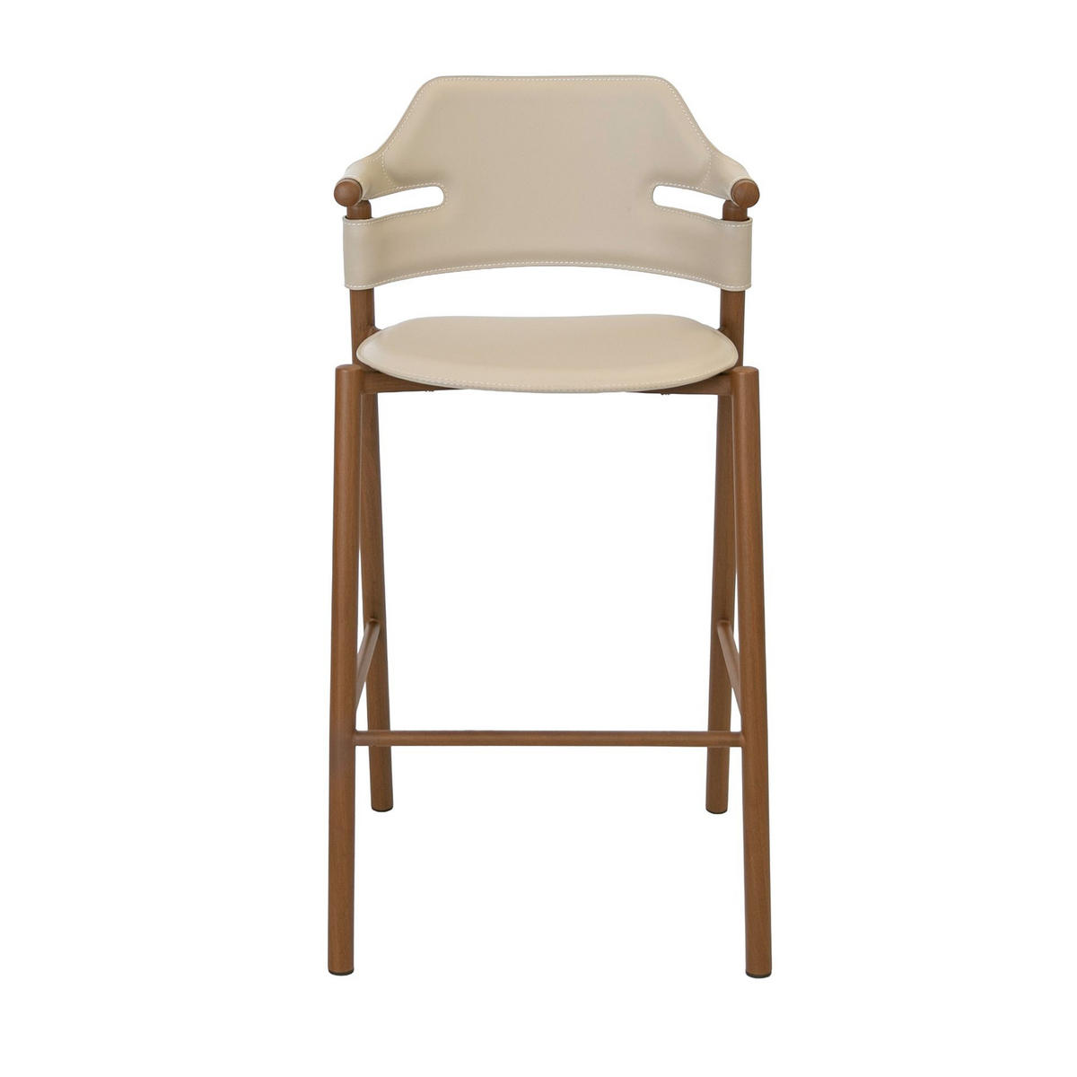 BARHOCKER Hocker aus regeneriertem Leder in Sandfarbe 53/48/104 cm - Sandfarben/Gelb, Leder/Holzwerkstoff (53/104/48cm) - ANGEL CERDA
