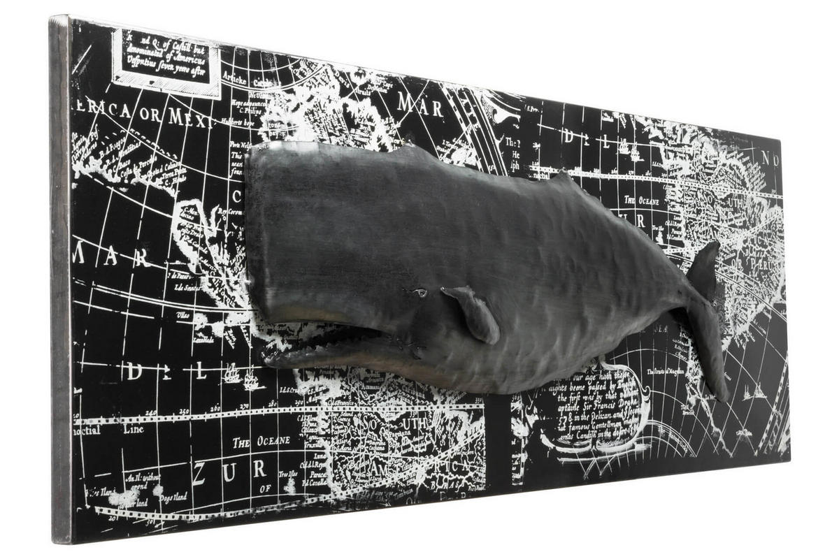 METALLBILD Schwarz-Weiß 144/44 cm - Schwarz, Metall (5.8/44cm) - KUNSTLOFT