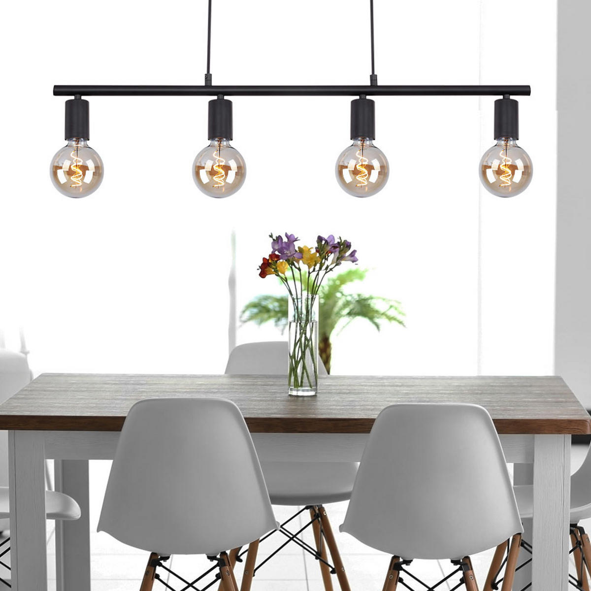 HÄNGELEUCHTE Metall Schwarz MARTHA - Schwarz, Metall (80/5.2/120cm) - Globo Lighting