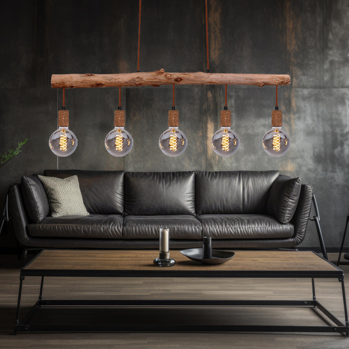 HÄNGELEUCHTE Holzoptik Braun Rostfarben - Braun, Holz (100/8.5/140cm)