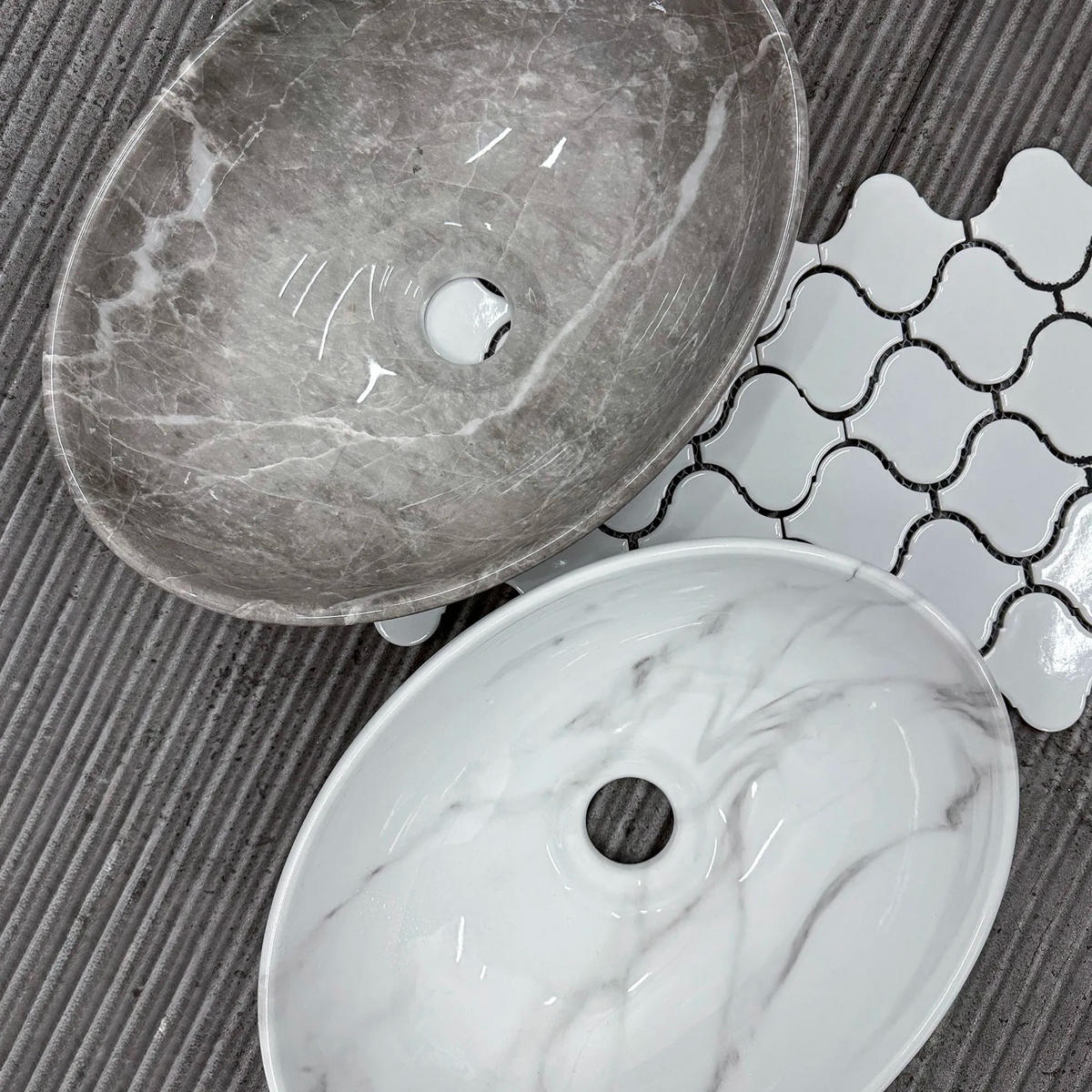 AUFSATZWASCHBECKEN SOFIA MINI GRIGIO 35/26/12,5 cm - Grau, Keramik (35/12.5/26cm) - REA
