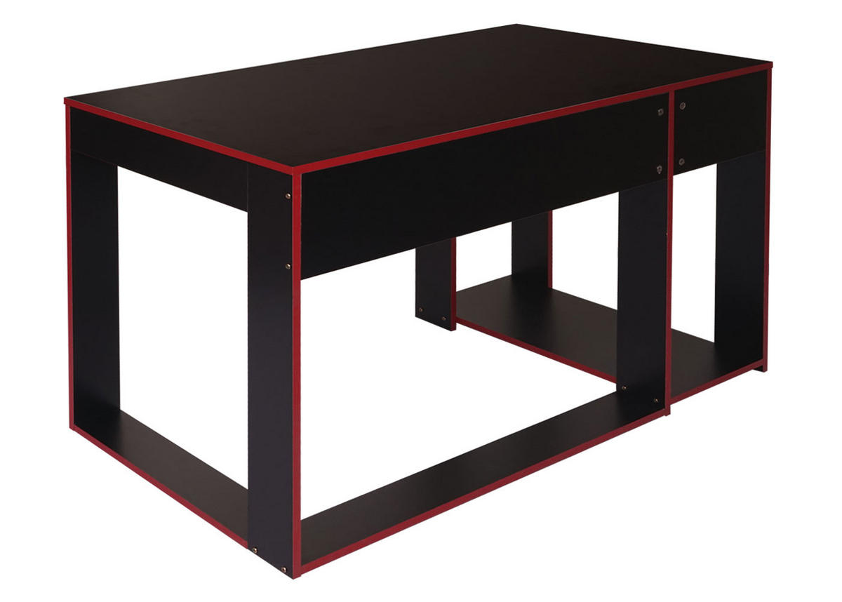 SCHREIBTISCH rechteck Schwarz, Rot - Rot/Schwarz, Holzwerkstoff (60/120/76cm) - MCW