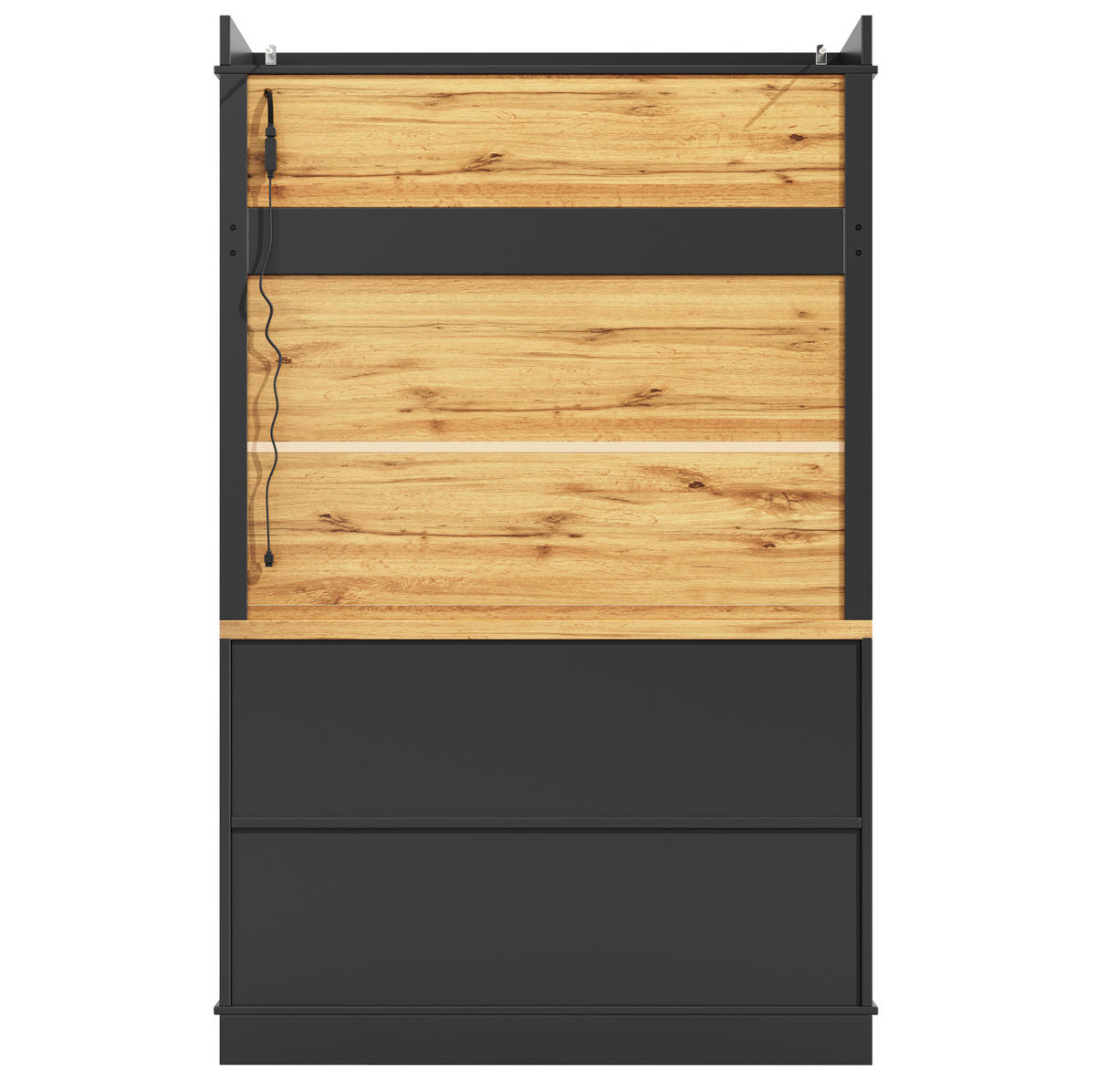 BUFFET 107/43/184 cm aus MDF und Metall mit LED-Beleuchtung Schwarz - Schwarz, Holzwerkstoff (107/184/43cm) - Modenvie