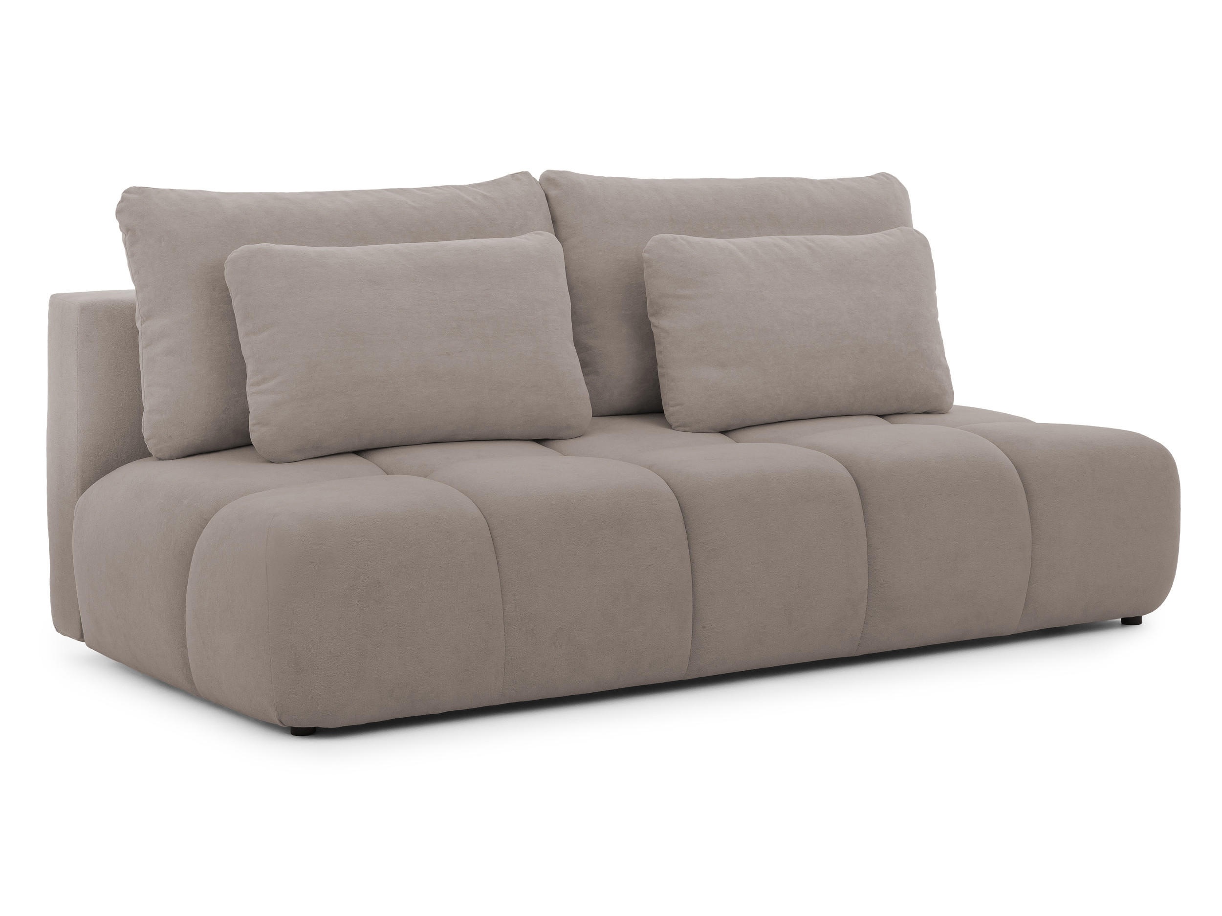 S-Style ROZKLÁDACÍ POHOVKA Belluno z kvalitní taupe plyšové potahové látky s úložným prostorem a hlubokým prošíváním v designu Bubble