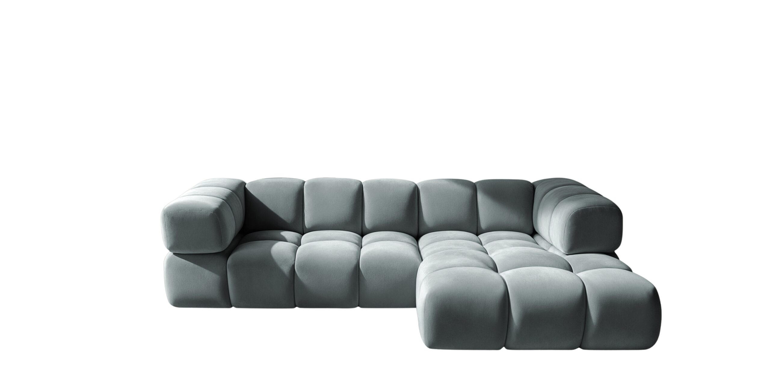 ECKSOFA L-Form Averro, stoff Bluvel, Blaugrau, Rechts - Grau, Holz (280/150cm) - Kaiser Möbel
