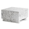 COUCHTISCH MONOBLOC in Hochglanz mit Marmor Optik, Quadratisch, Würfel-Form, Weiß 60x60x35 cm - Weiß, Holzwerkstoff (60/60/35cm) - KADIMA DESIGN