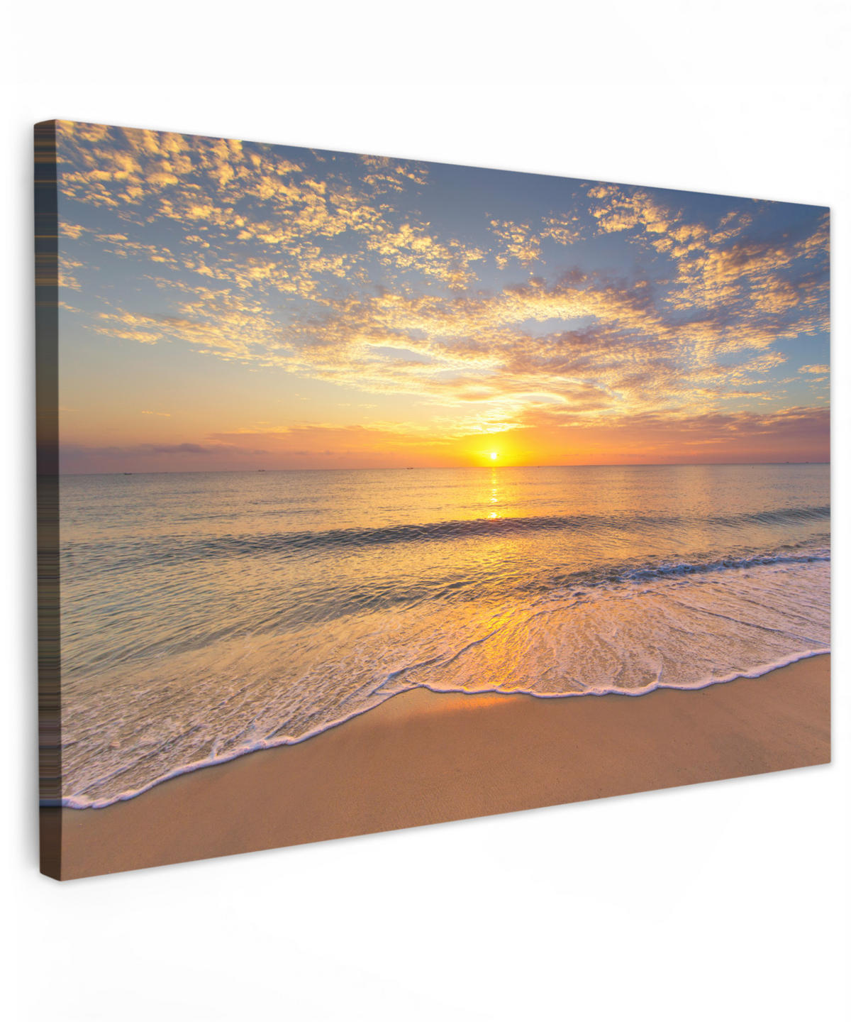 LEINWANDBILD Strand - Sonnenuntergang - Meer Wohnzimmer 120x80 cm - Gelb, Textil (120/80cm) - MuchoWow