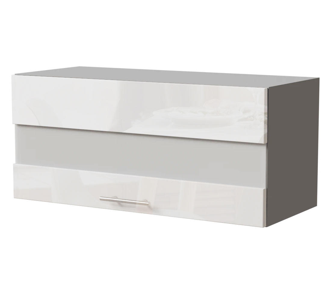 Feldmann-Wohnen Klapphängeschrank Weiß Hochglanz, Grau 80x36x32.5 cm