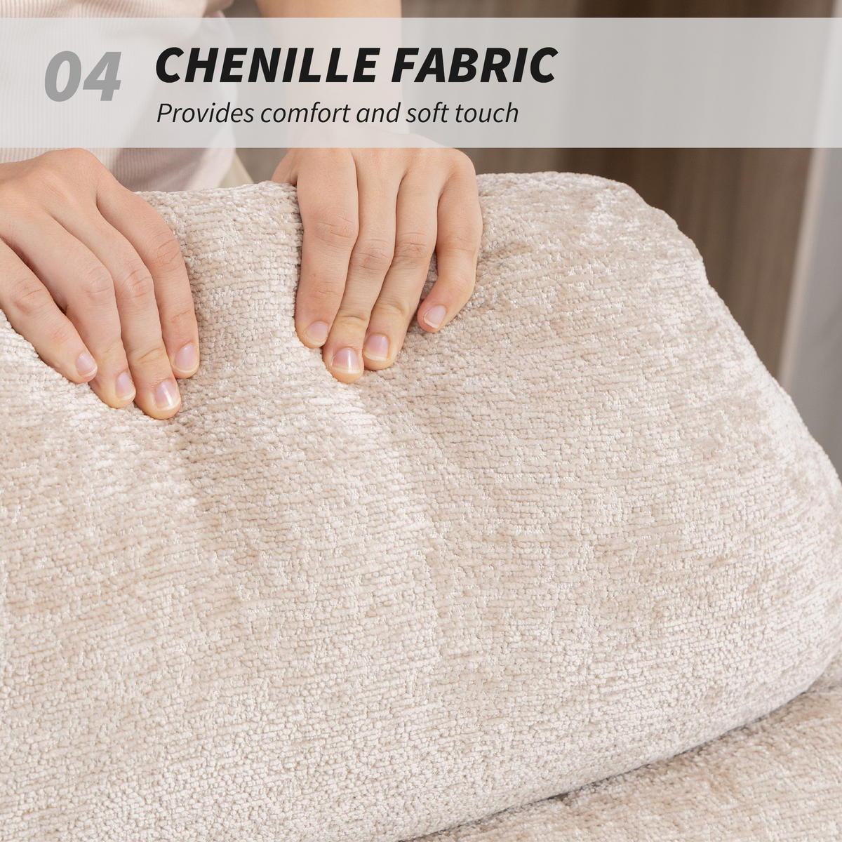 SCHAUKELSTUHL Schaukelsessel Schneidersitz mit Rückenlehne Chenille-Optik - Creme, Textil (80/91/103cm) - HOMCOM