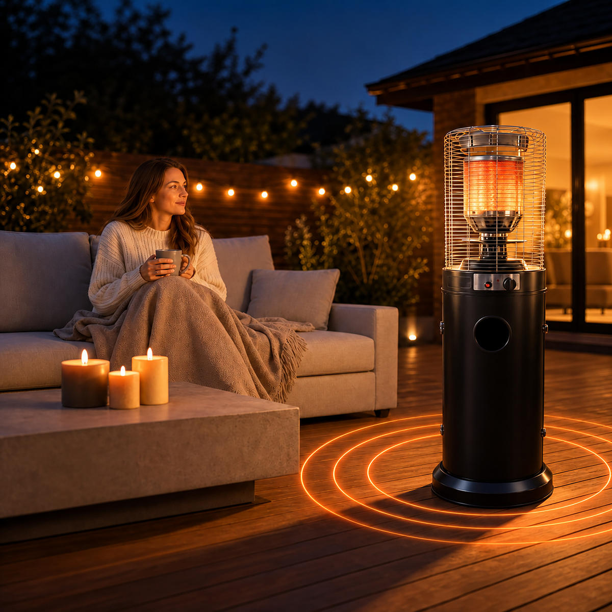 GASHEIZSTRAHLER Schwarz Stahl 11 kW H 136 cm - Schwarz, Metall (46/136/46cm) - Relaxdays