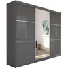 SCHWEBETÜRENSCHRANK Viva 240/216/61 graphit mit Spiegel und Schubladen - Graphitfarben, Holzwerkstoff (240/216/61cm) - Beautysofa