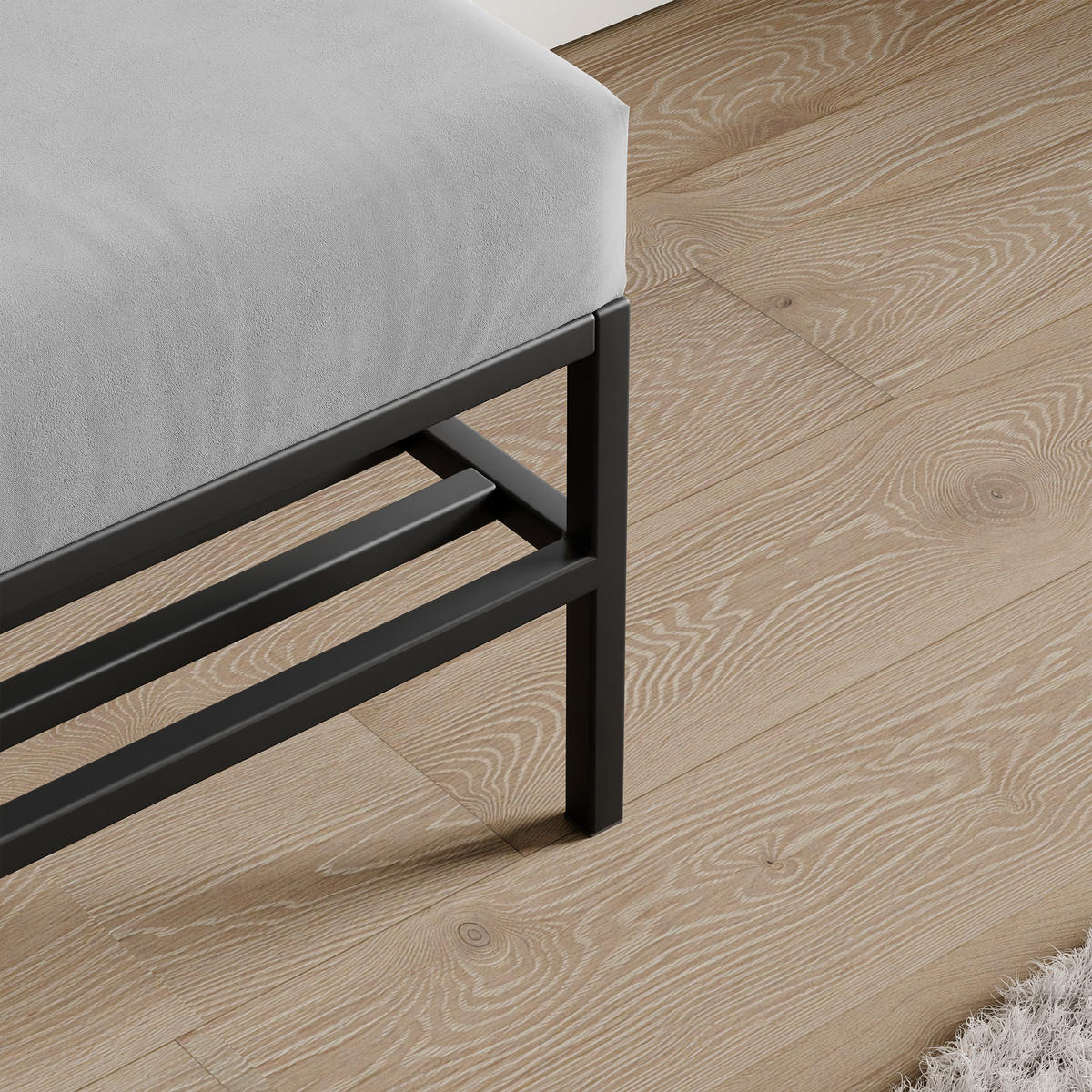 POLSTERBANK STEP 80 cm Schwarz / Grau ,Metallgestell - Grau, Metall (80/45/35cm) - Idohome