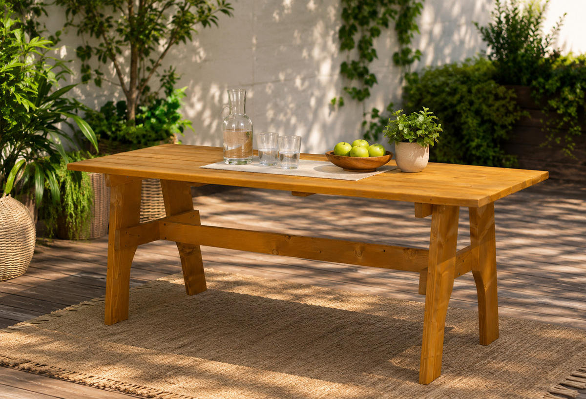 GARTENTISCH Drieburg 72x200cm aus Kiefer massiv - Braun, Holz (72/200/74cm) - TPFGarden