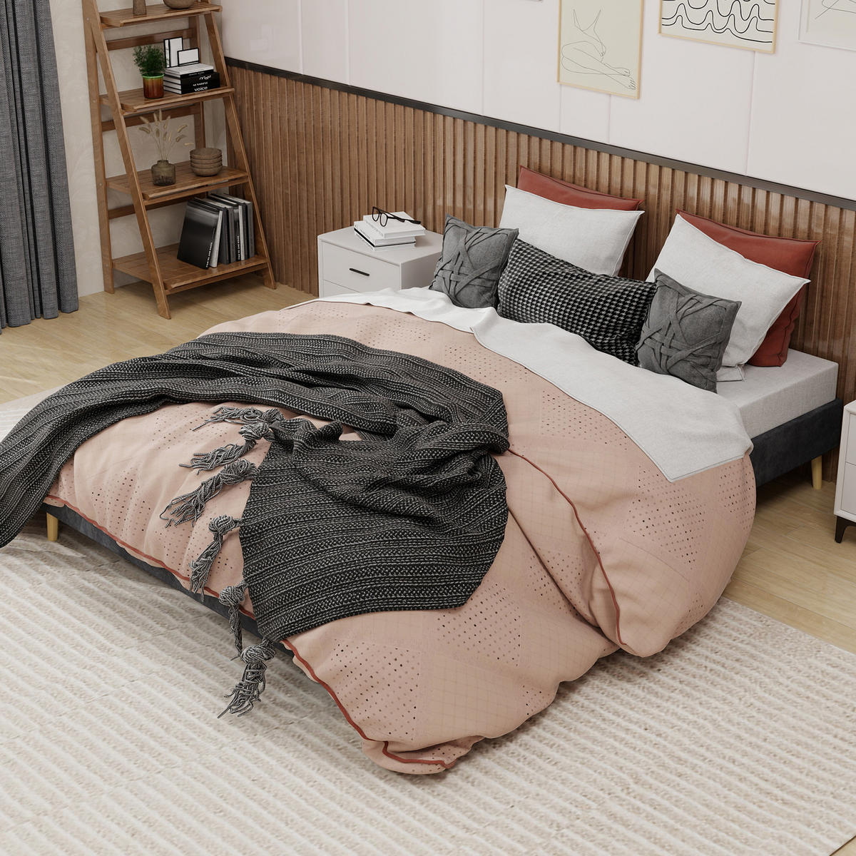 POLSTERBETT 160x200 cm niedrig ohne Stauraum grau - Grau, Textil (160/200cm) - LEBENLANG