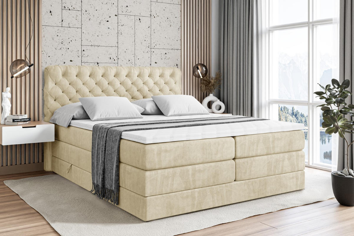 BOXSPRINGBETT BOXI8 KING - 120x200 - H3/H4 - Beige - Beige, Holzwerkstoff (120/200cm) - ALTDECOR