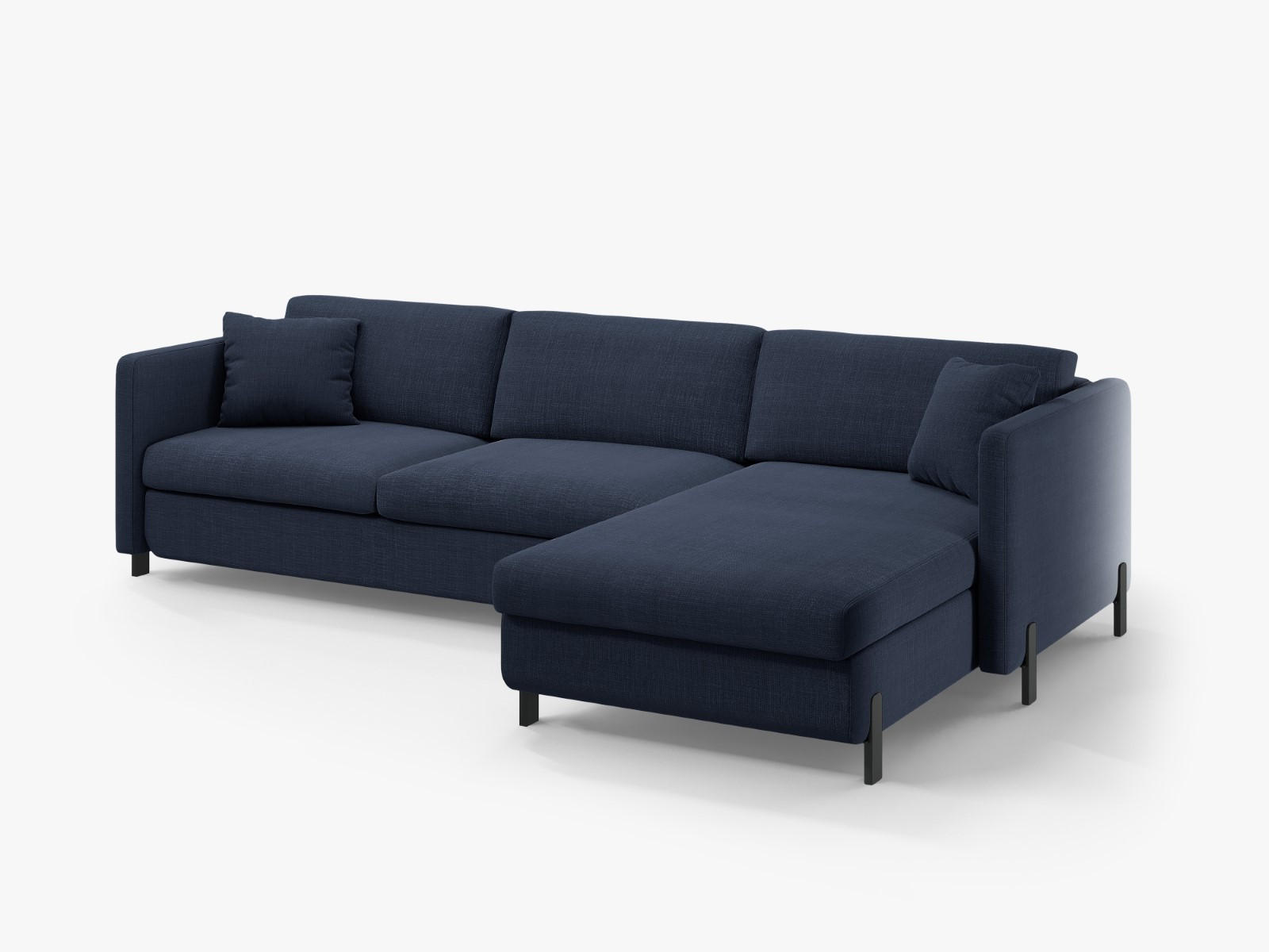 ECKSOFA ausklappbar rechts mit Container Gloria aus strukturiertem Stoff blau 4 Sitzplätze - Blau, Textil (170/260cm) - Micadoni