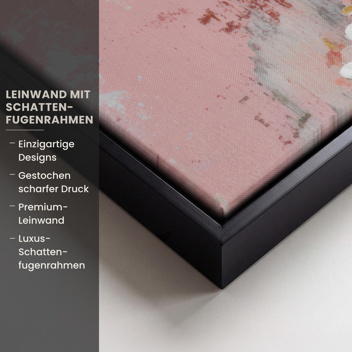 LEINWAND Bilder mit Rahmen - Malerei - Blumen - Rustikal - Rosa - 100x70 - Altrosa, Textil (100/70cm) - MuchoWow