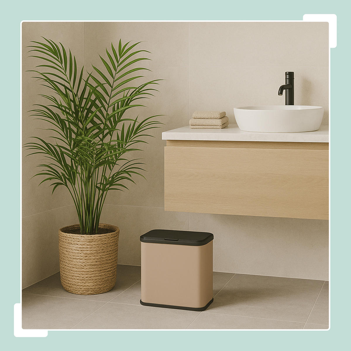 MÜLLEIMER - Beige, Kunststoff/Metall (25.5/25/15.5cm) - Relaxdays