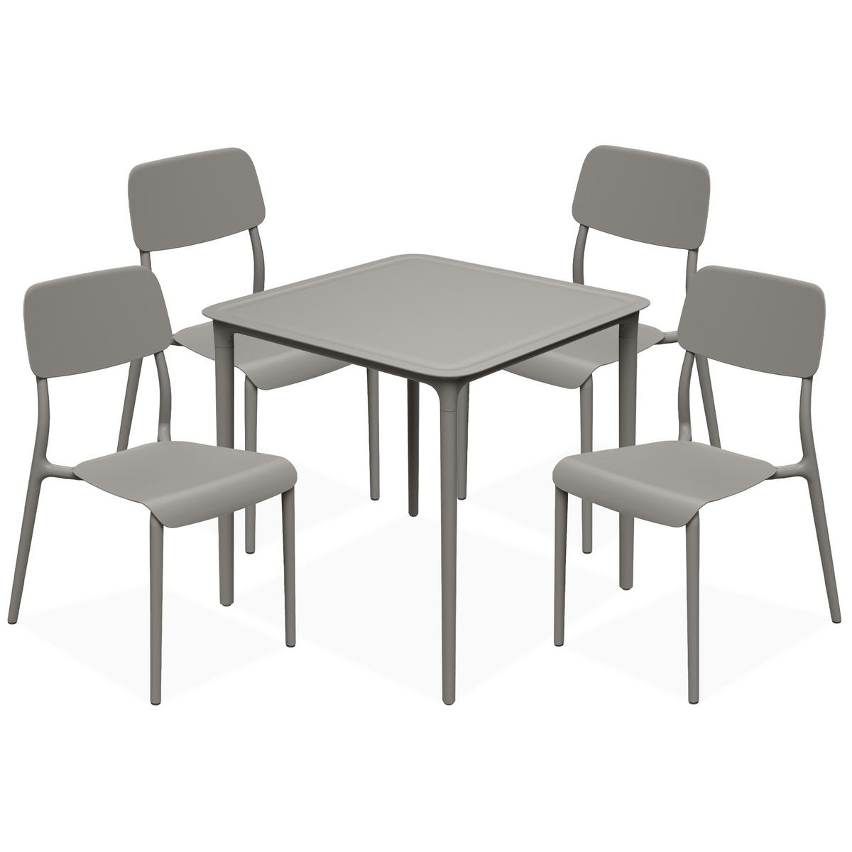 GARTENMÖBEL-SET GALIO, 5-tlg - Graubraun, Kunststoff - KONSIMO®