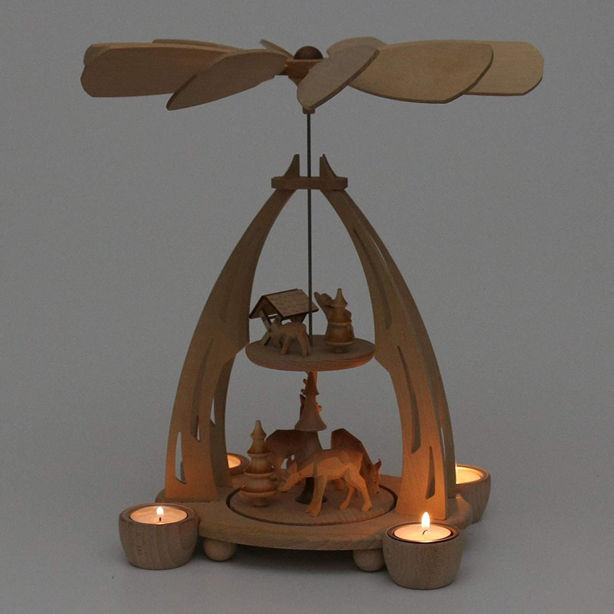 PYRAMIDE Rehe 20/24/35 cm - Multicolor, Holz (0.1/35/0.1cm) - Dekoteam24